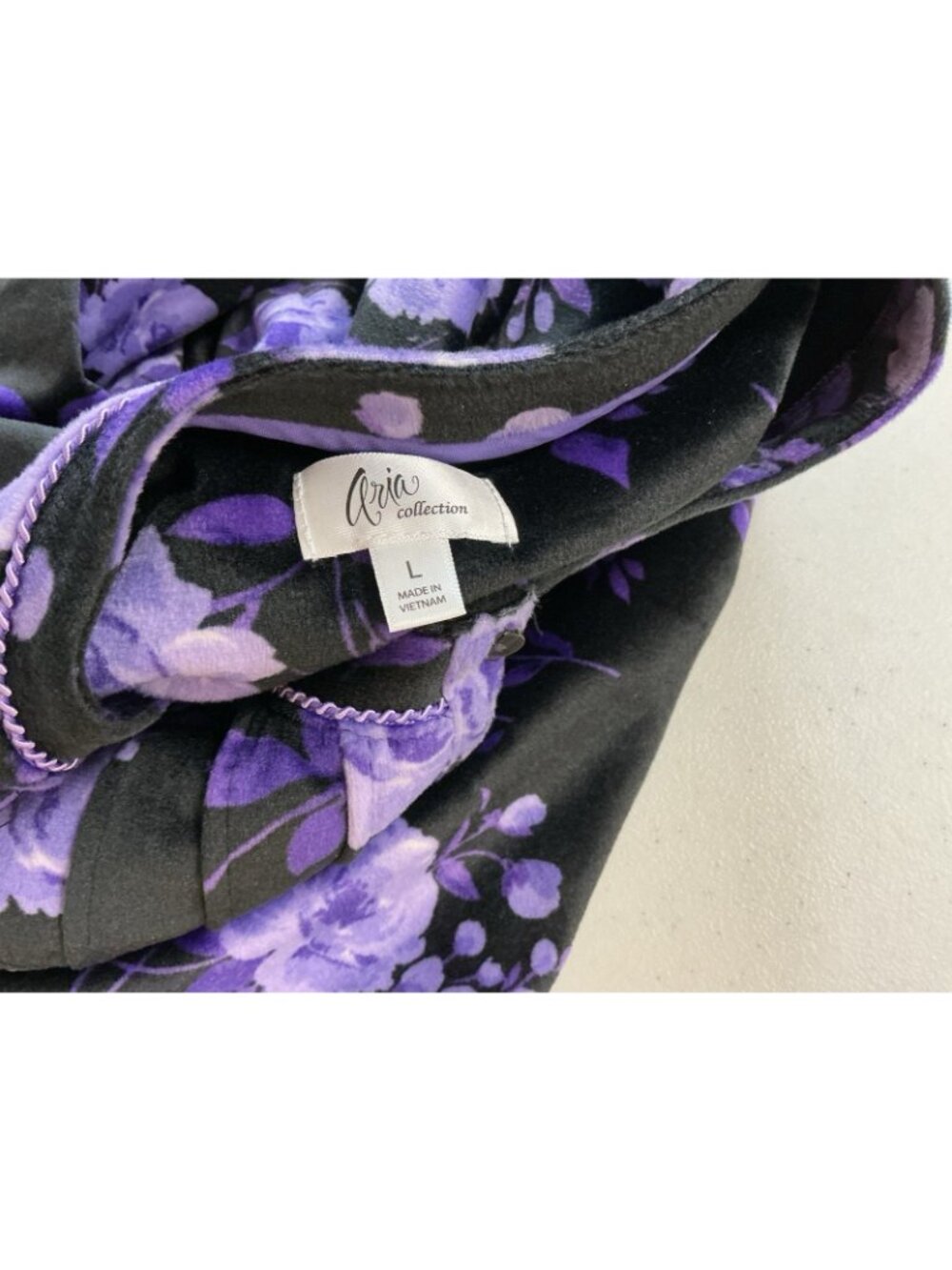 Purple Floral Velvet Night Gown Pajamas Womens Large - Picture 6 of 8